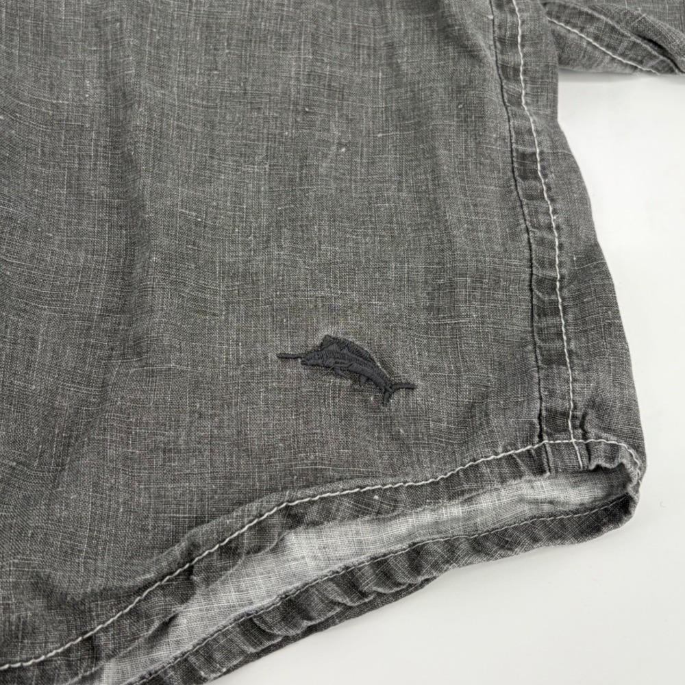 Tommy Bahama Mens XXL Charcoal Gray 100% Linen Long Sleeve Button Front Shirt - Picture 5 of 9